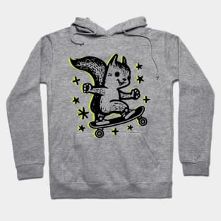 STEEZY the Skater Squirrel Cute Squirrel Skateboard Sticker Hoodie